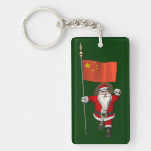 Llavero Santa Claus Con Bandera De China