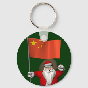 Llavero Santa Claus Con Bandera De China