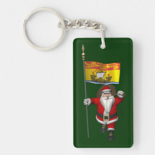 Llavero Santa Claus Con Bandera De New Brunswick CDN