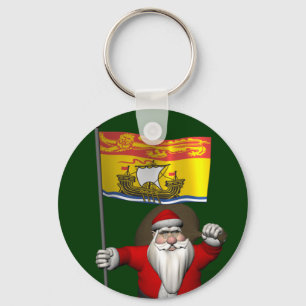 Llavero Santa Claus Con Bandera De New Brunswick CDN