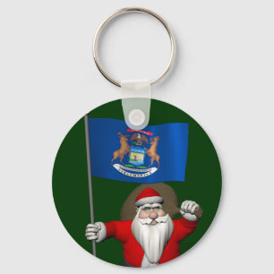 Llavero Santa Claus Con El Fin De Michigan