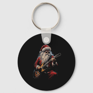 Llavero Santa Claus de guitarra de rock tocando la guitarr