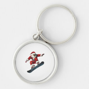 Llavero Santa Claus de Navidad Snowboard Snowboarding Snow