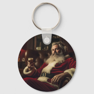 Llavero Santa Claus disfruta de una bebida festiva