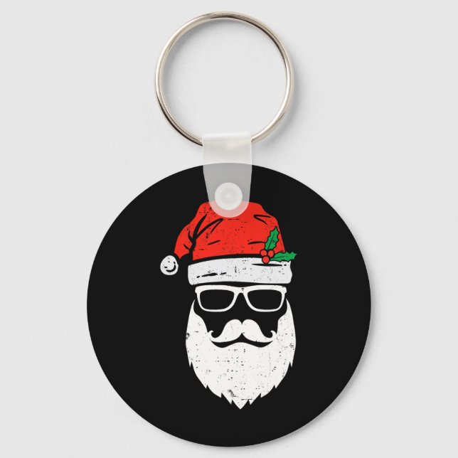 Llavero Santa Claus enfrenta sol con Navidades de barba Go (Anverso)