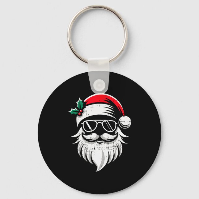 Llavero Santa Claus Face Sungles With Hat Beard Christmas  (Anverso)