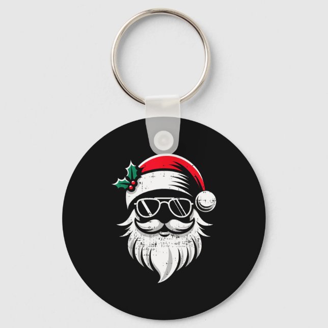 Llavero Santa Claus Face Sungles With Hat Beard Christmas  (Anverso)