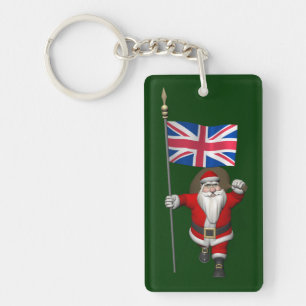 Llavero Santa Claus festivo con bandera del Reino Unido