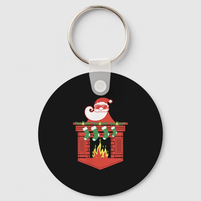 Llavero Santa Claus Fireplace Cket Funny Christmas  (Anverso)