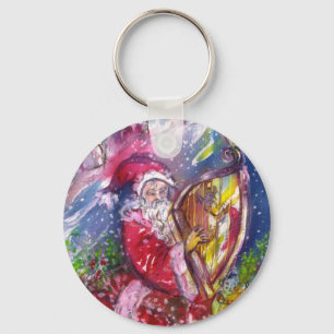 LLAVERO SANTA CLAUS JUGANDO HARP A LA LUZ DE LA LUNA