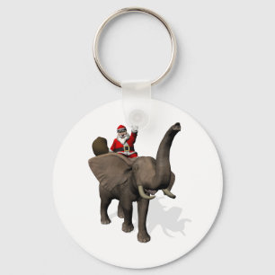 Llavero Santa Claus Montando Sobre El Elefante