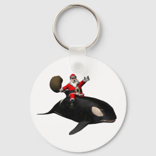 Llavero Santa Claus montando sobre una ballena asesina