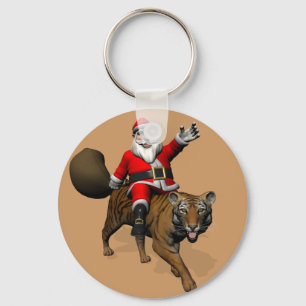 Llavero Santa Claus montando un tigre