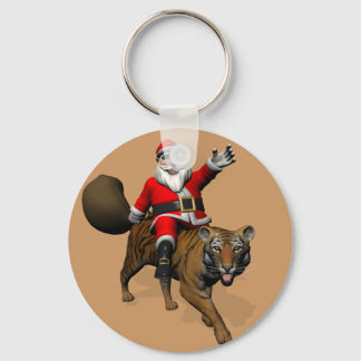 Llavero Santa Claus montando un tigre