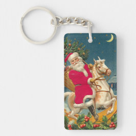Llavero Santa Claus on a wooden horse