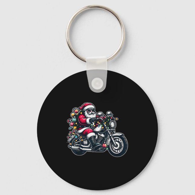 Llavero Santa Claus On Motorcycle Funny Biker Christmas Xm (Anverso)