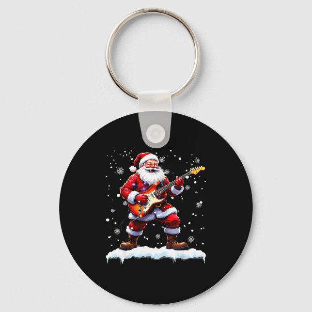 Llavero Santa Claus Playing B Guitar Christmas Xmas Music  (Anverso)