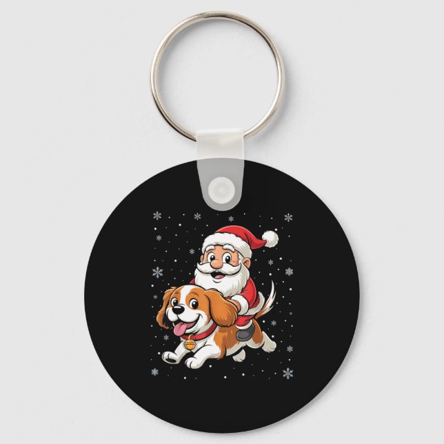 Llavero Santa Claus Riding Cavalier King Charles Spaniel D (Anverso)