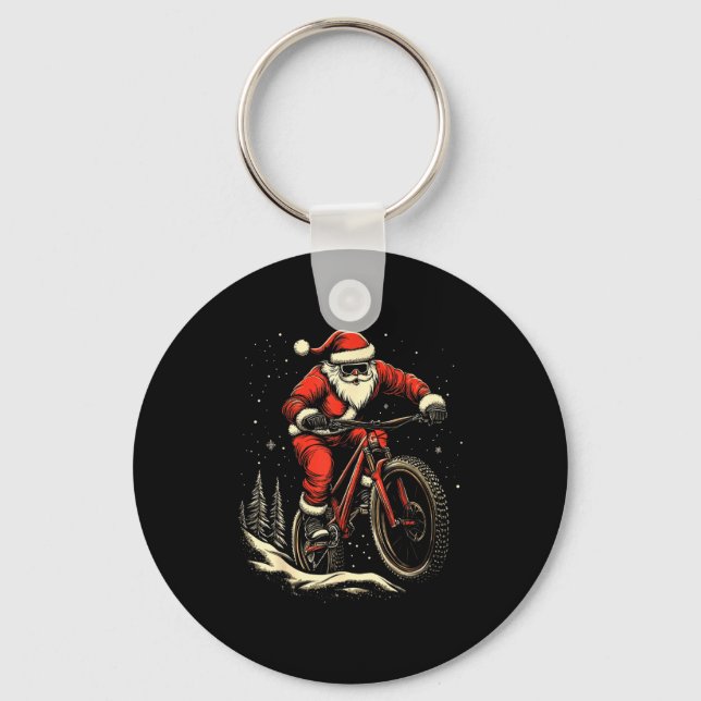 Llavero Santa Claus Riding Mountain Bike Christmas Funny M (Anverso)
