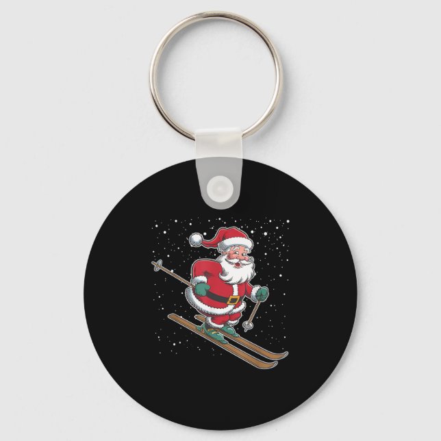 Llavero Santa Claus Skiing Christmas Sports Xmas Holiday C (Anverso)