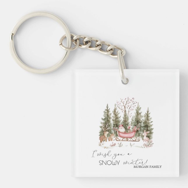 Llavero Santa Claus, Sleigh, presenta Navidades forestales (Frente)
