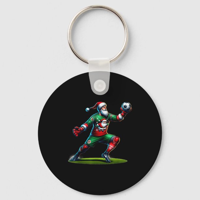 Llavero Santa Claus Soccer Goalie Christmas Xmas  (Anverso)