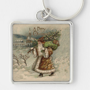 Llavero Santa Claus Victoriano con árbol de Navidad