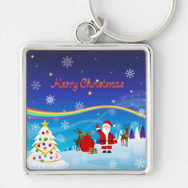 Llavero Santa Claus y los renos (Frente)