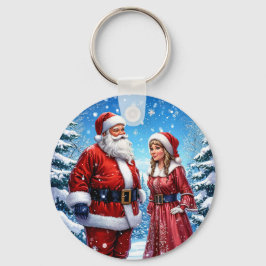 Llavero Santa Claus y Sra. Claus festivos