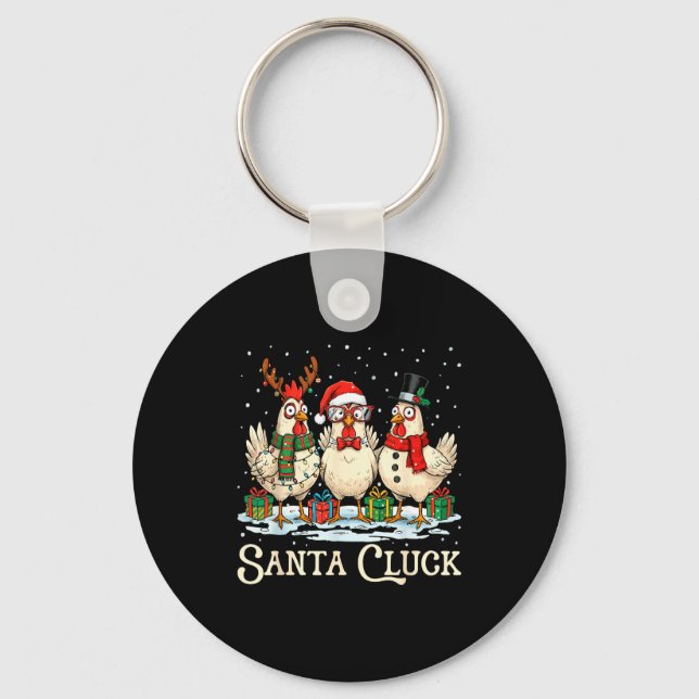 Llavero Santa Cluck Chicken Christmas Farm Animal Funny  (Anverso)