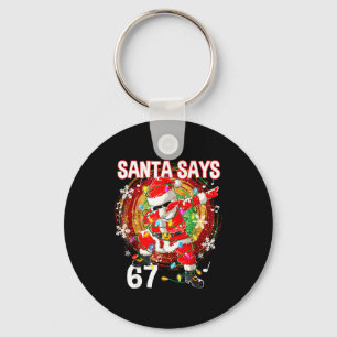 Llavero Santa de Navidad Dice 67 Seis Siete Meme Divertido