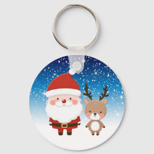 Llavero Santa de Navidad y Reno Lindo