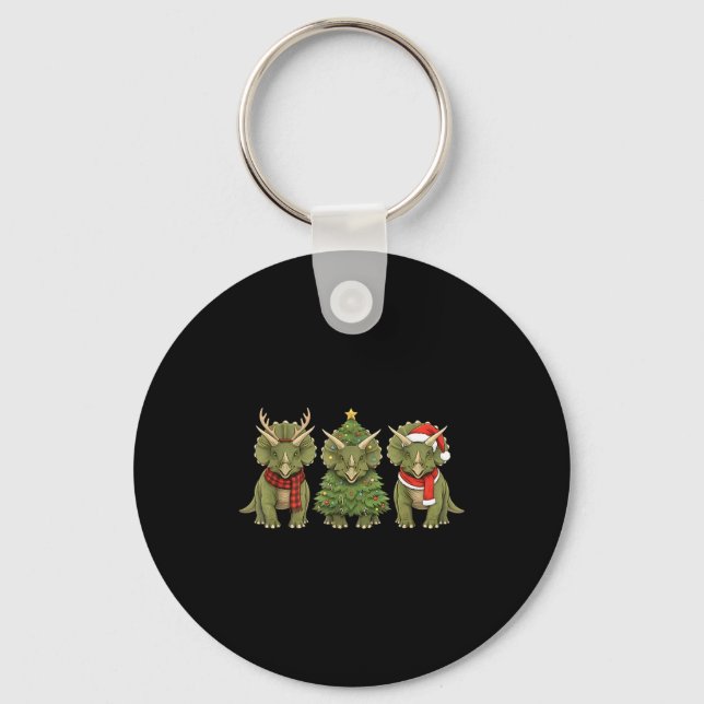 Llavero Santa Dinosaur Christmas Tree Triceratops Lover Xm (Anverso)