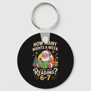 Llavero Santa Divertido Leyendo 67 Meme Tee Navidad Profes