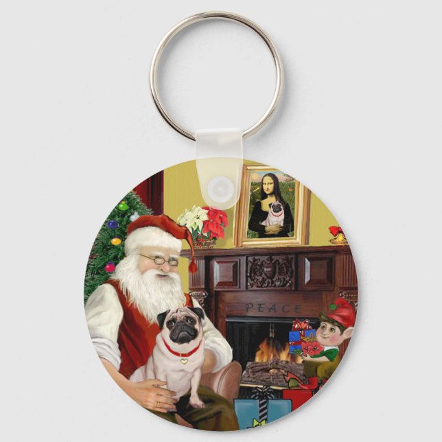 Llavero Santa en casa - Pug #5 (Anverso)