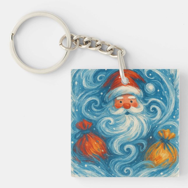 Llavero Santa en una tormenta de invierno (Frente)