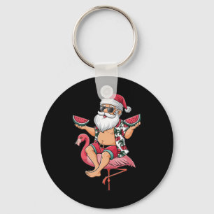 Llavero Santa Flamingo Flotador Navidad En Julio Sandía