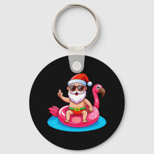 Llavero Santa Flamingo Flotador Playa Navidad Divertida En