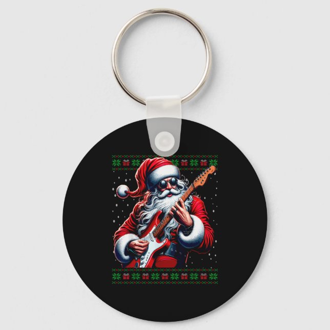 Llavero Santa Guitar Musician Guitarist Ugly Christmas Swe (Anverso)