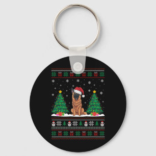 Llavero Santa Hat Belga Malinois Perro Xmas Árbol Luces Ug