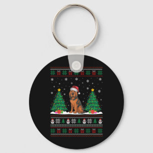 Llavero Santa Hat Bloodhound Dog Christmas Tree Ilumina Ug