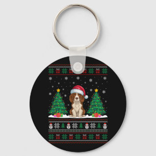 Llavero Santa Hat Brittany Spaniel Dog Xmas Tree iluminan 