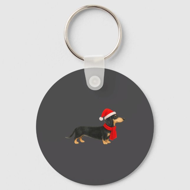 Llavero Santa Hat Dachshund Christmas Funny Cute Dog Mom  (Anverso)