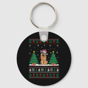 Llavero Santa Hat German Shepherd Dog Xmas Tree Lights Ugl
