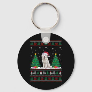Llavero Santa Hat Great Pyrenees Dog Xmas Tree iluminan fe