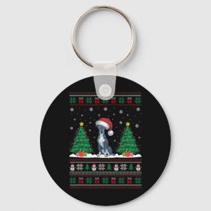 Llavero Santa Hat Greyhound Dog Árbol de Navidad se ilumin