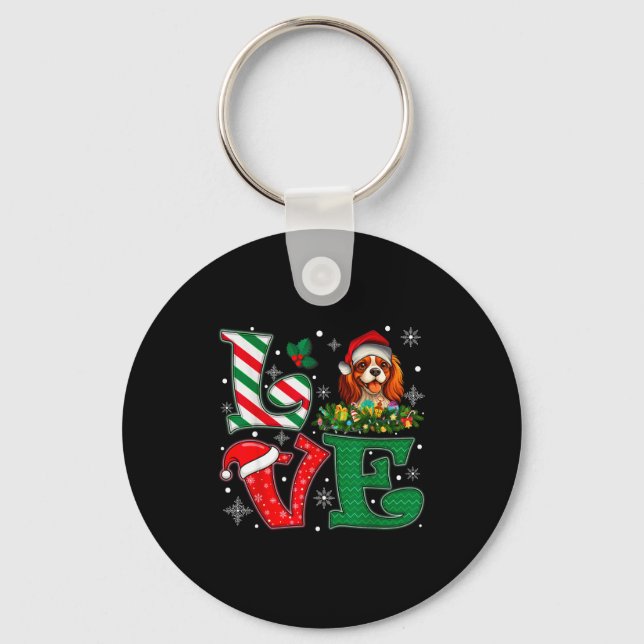 Llavero Santa Hat Love Cavalier King Charles Spaniel Dog X (Anverso)