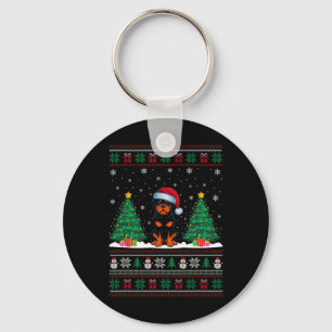 Llavero Santa Hat Rottweiler Perro Árbol de Navidad Luces