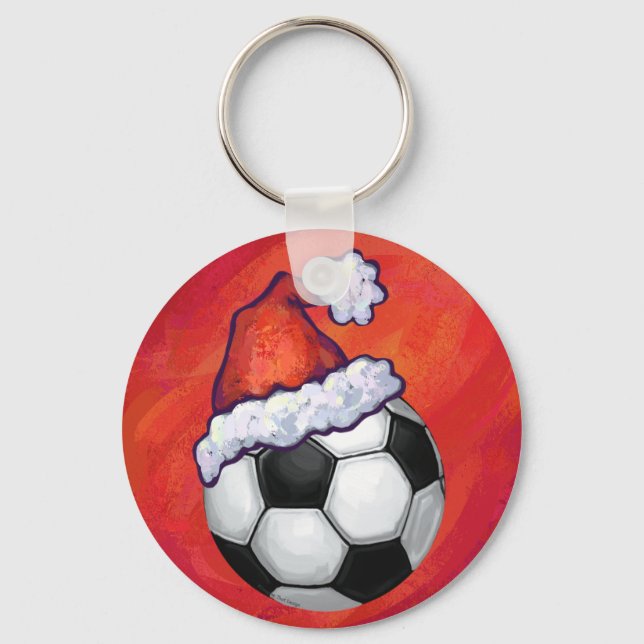 Llavero Santa Hat Soccer Ball en rojo (Anverso)
