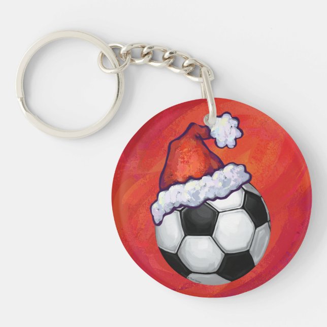 Llavero Santa Hat Soccer Ball en rojo (Frente)